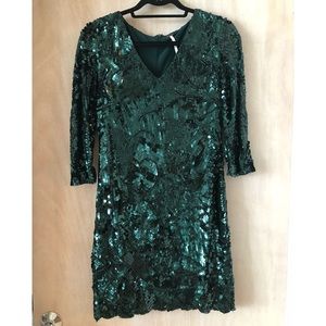 Free People Green Sequin Mini Dress